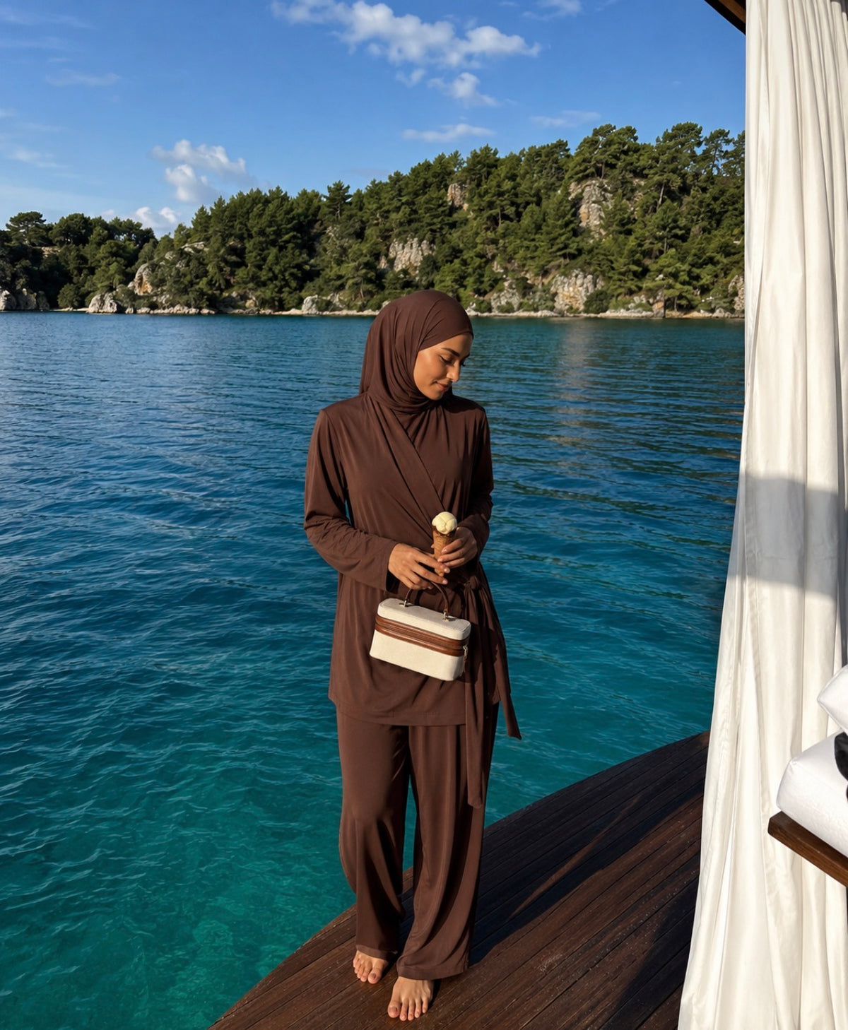 Brown Modest 3-Piece Swimwear