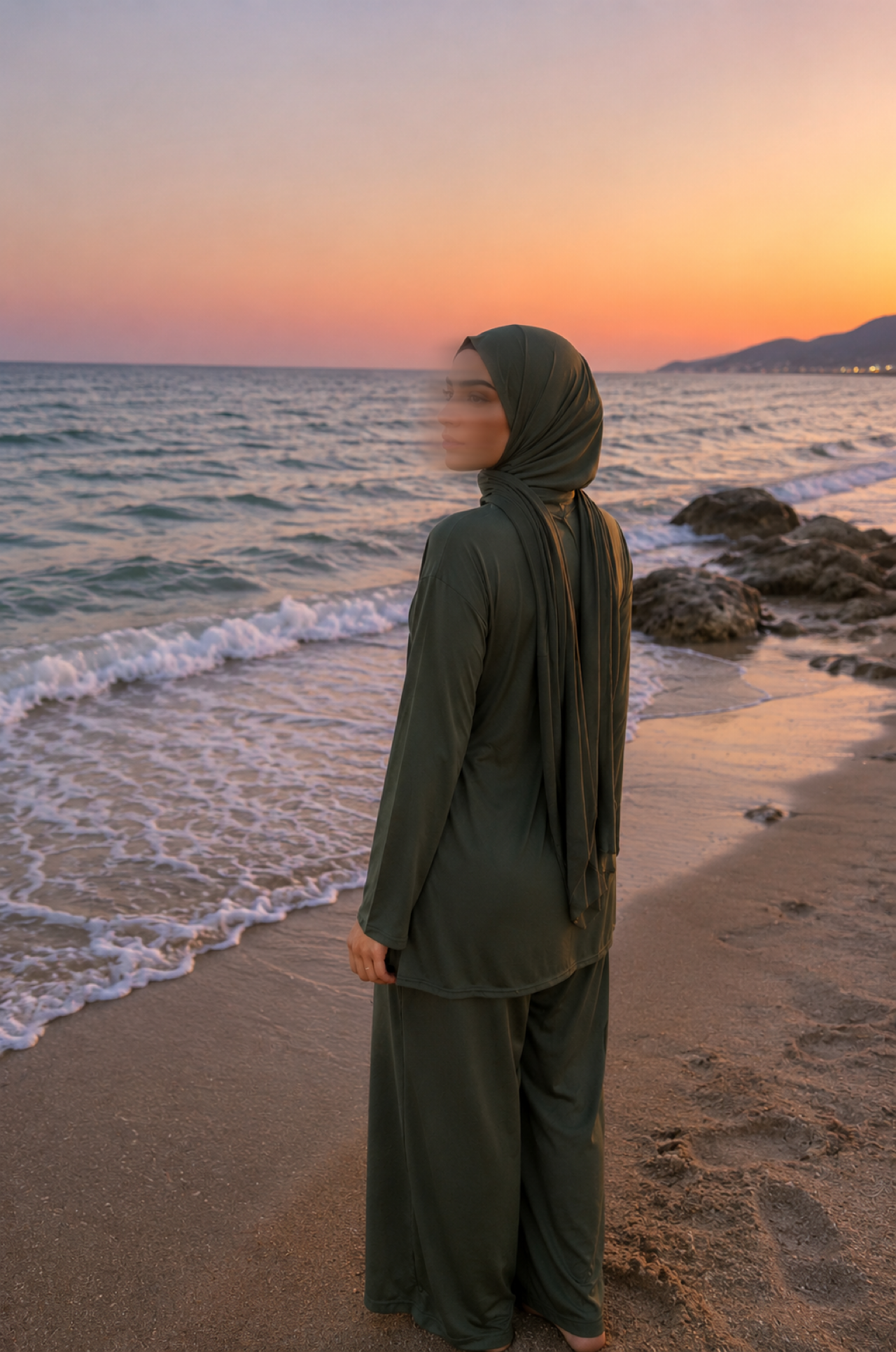 Green Modest 3-Piece Swimwear