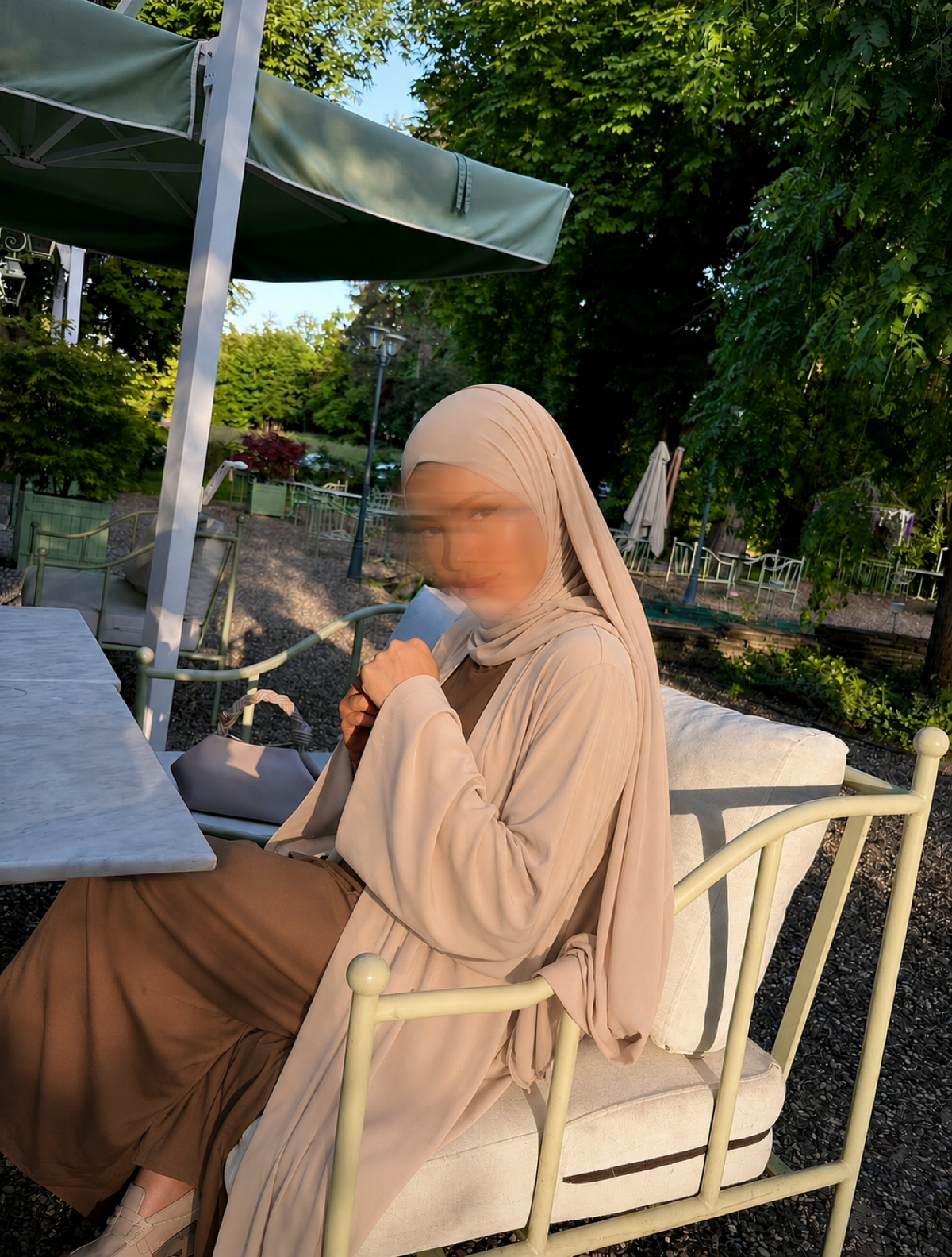 Leila Beige Kimono & Brown Abaya Set
