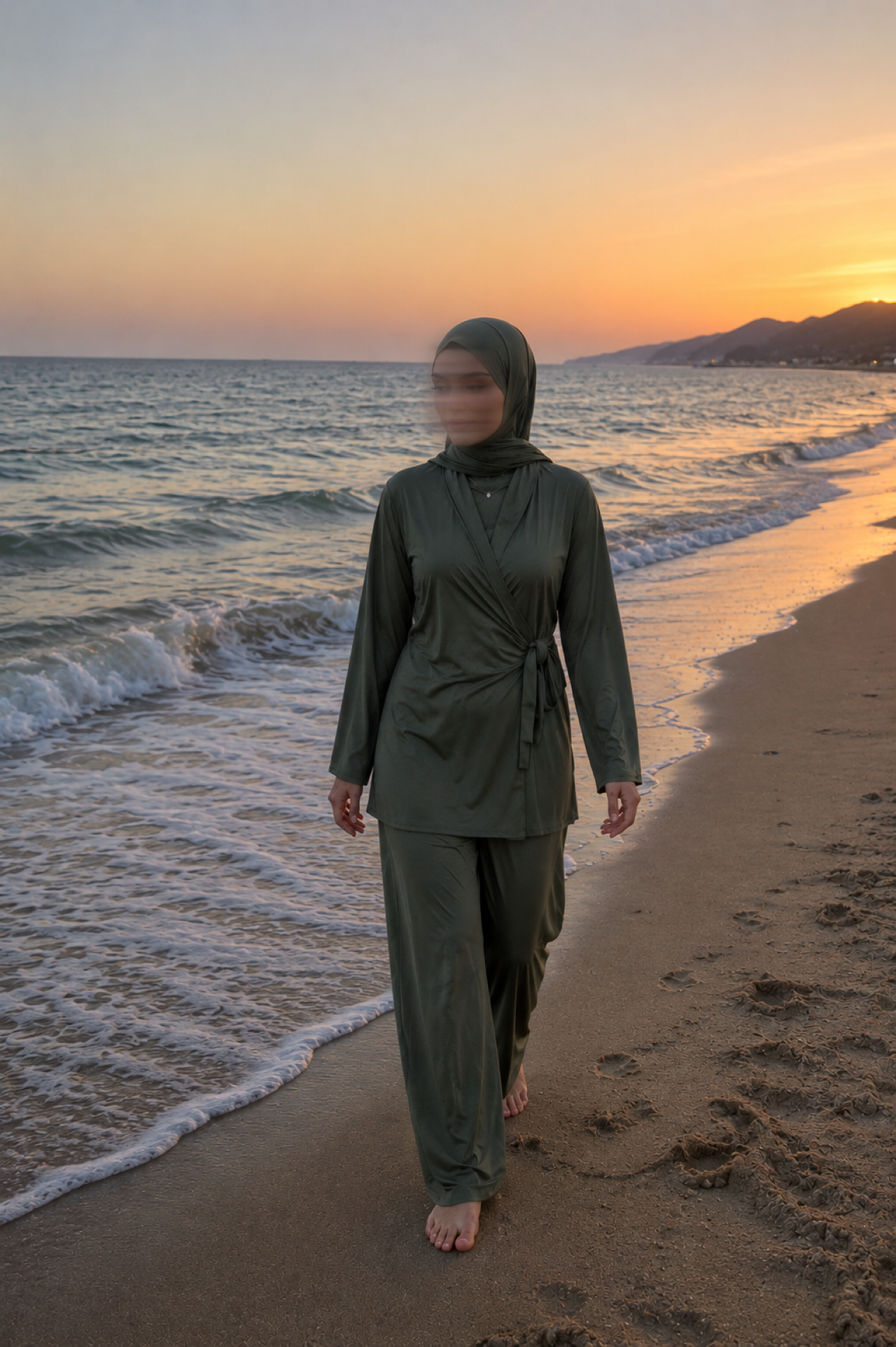 Green Modest 3-Piece Swimwear