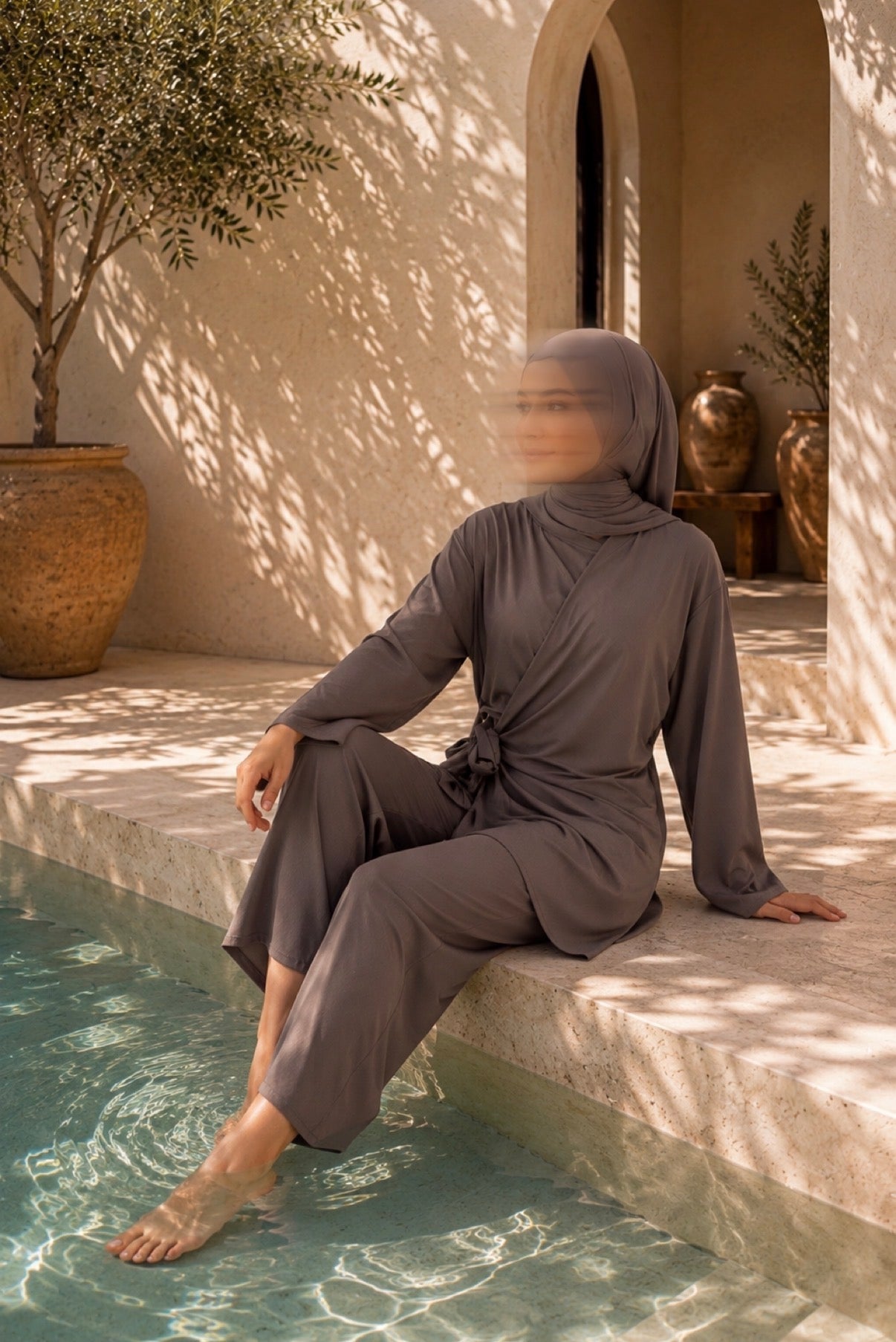 Brown Modest 3-Piece Swimwear