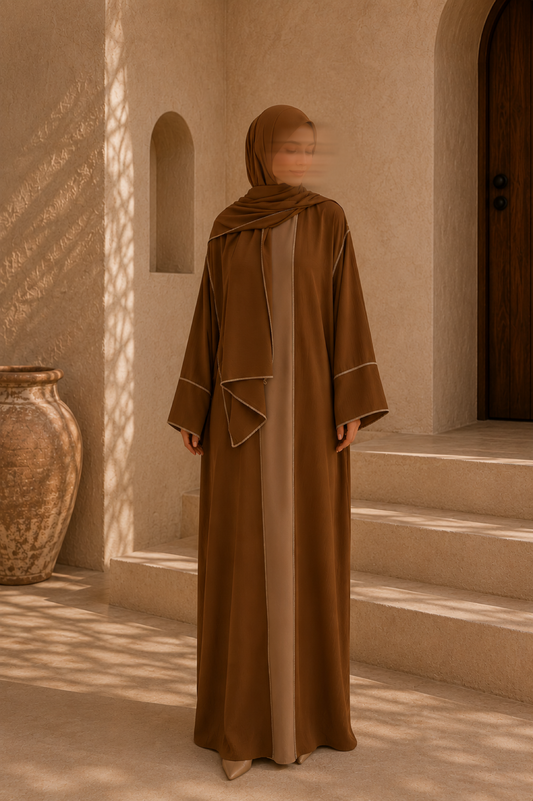 Brown Kimono & Hijab Set