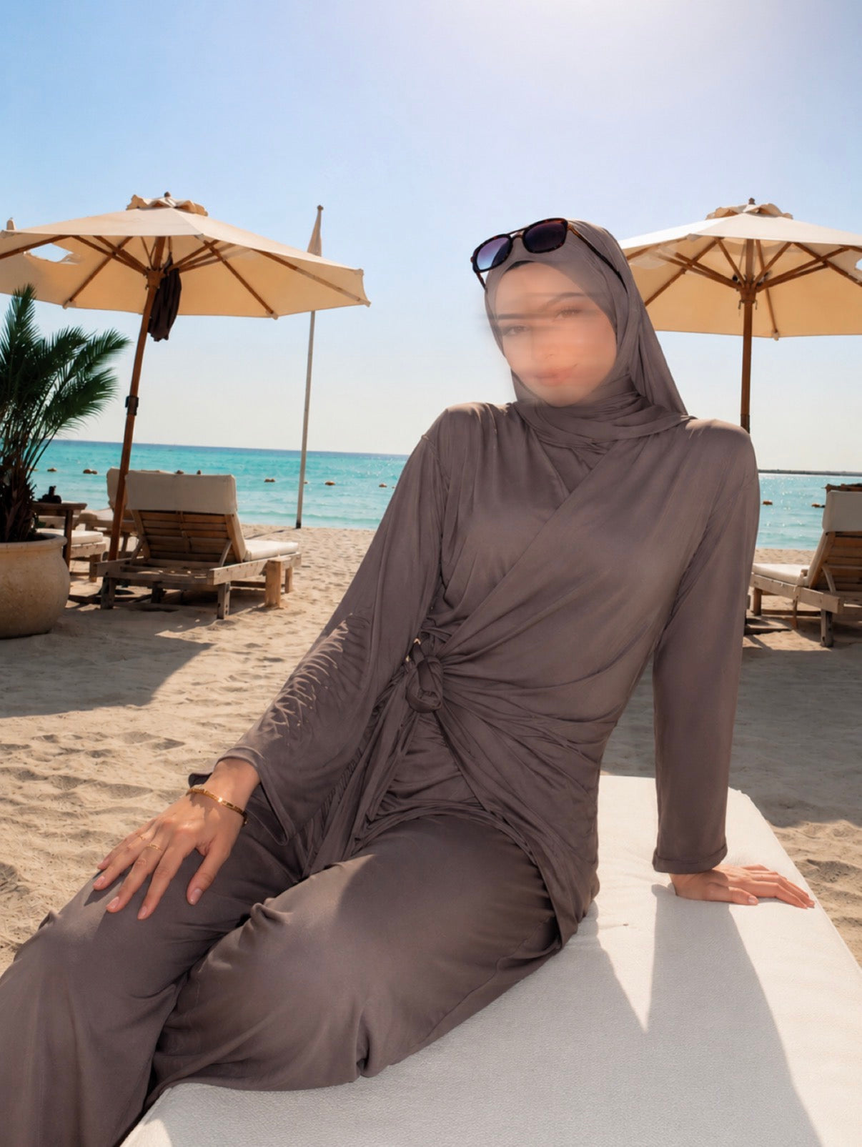 Taupe Modest 3-Piece Swimwear
