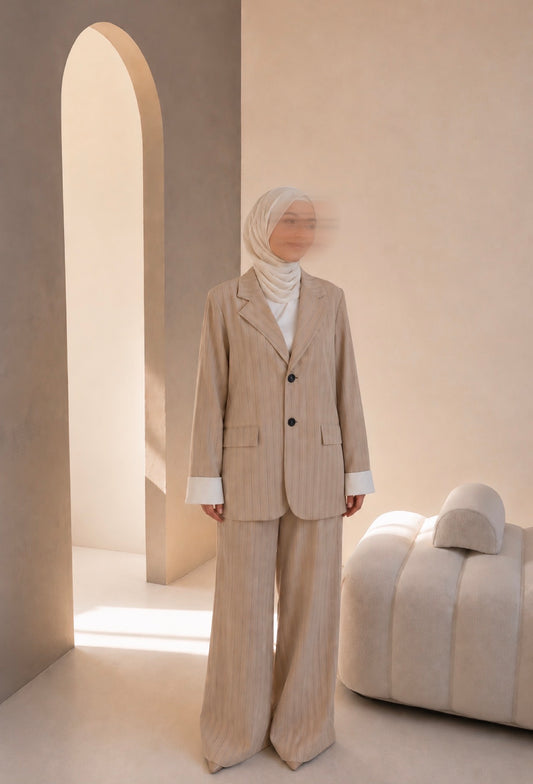 Sand Beige Blazer Set