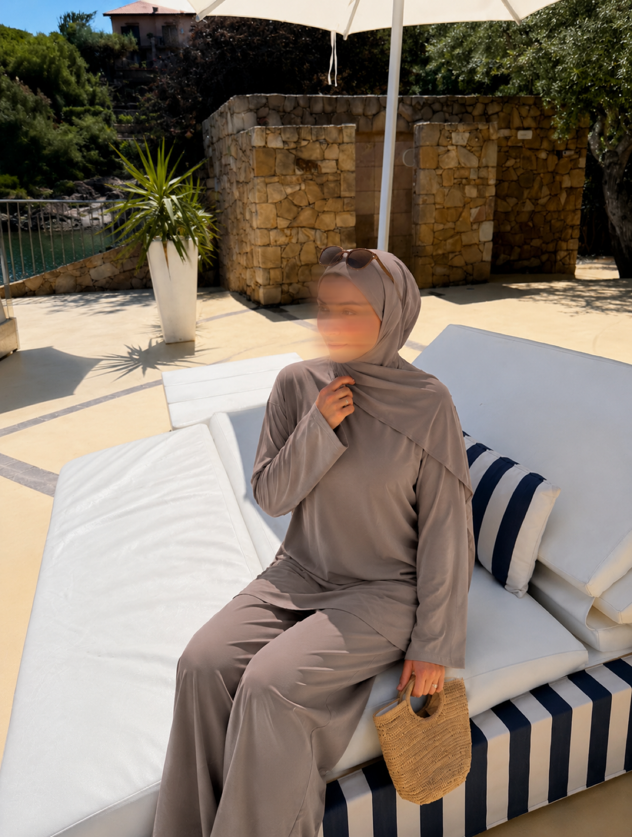 Taupe Simple 3-Piece Swimwear