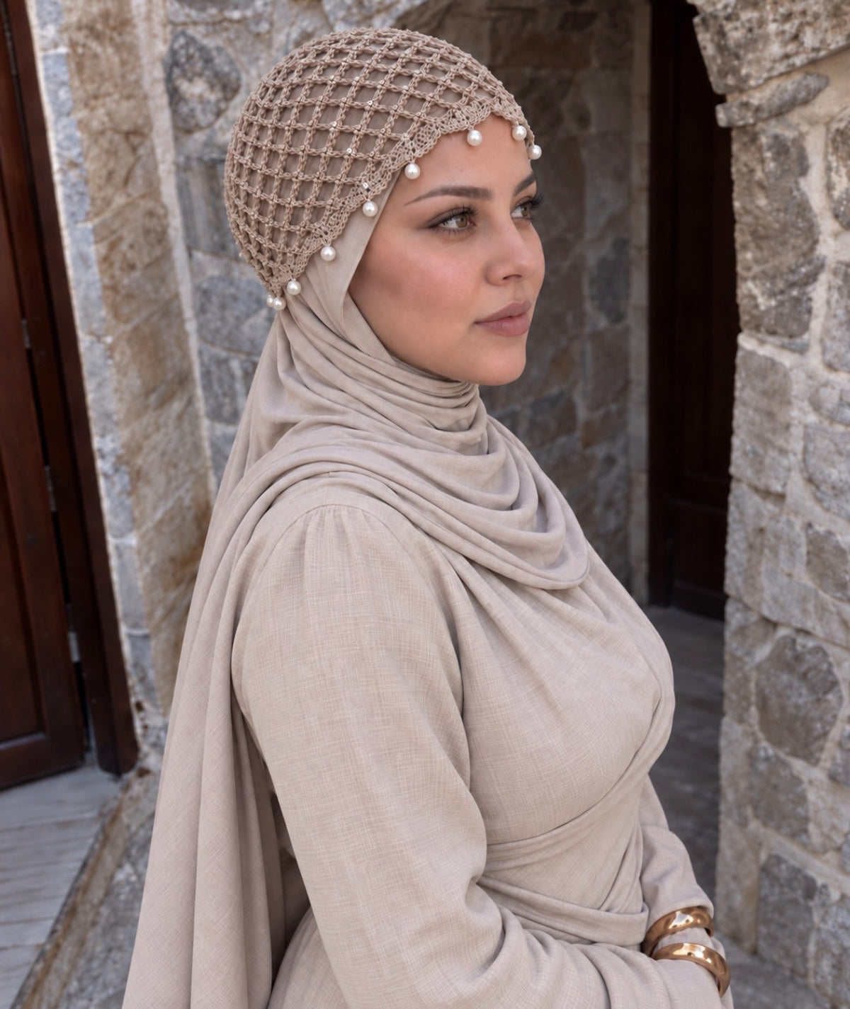 Pearl & Sequin Crochet Beanie 100% Cotton