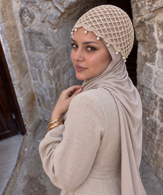 Pearl & Sequin Crochet Beanie 100% Cotton