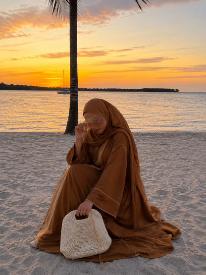 Brown Kimono & Hijab Set