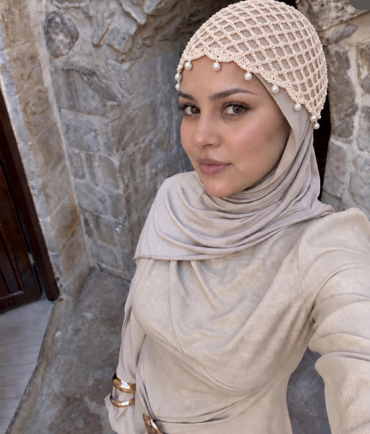 Pearl & Sequin Crochet Beanie 100% Cotton