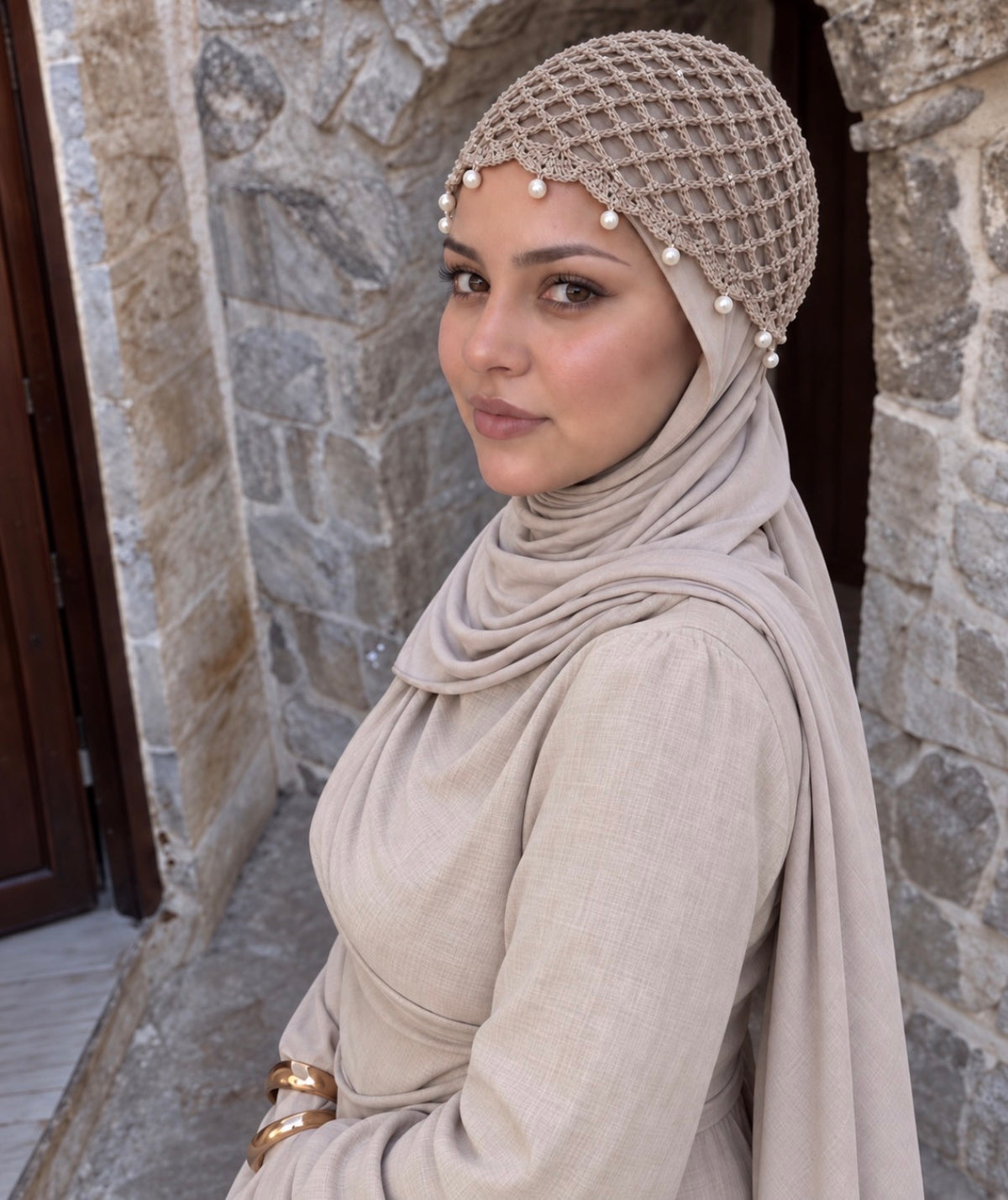 Pearl & Sequin Crochet Beanie 100% Cotton