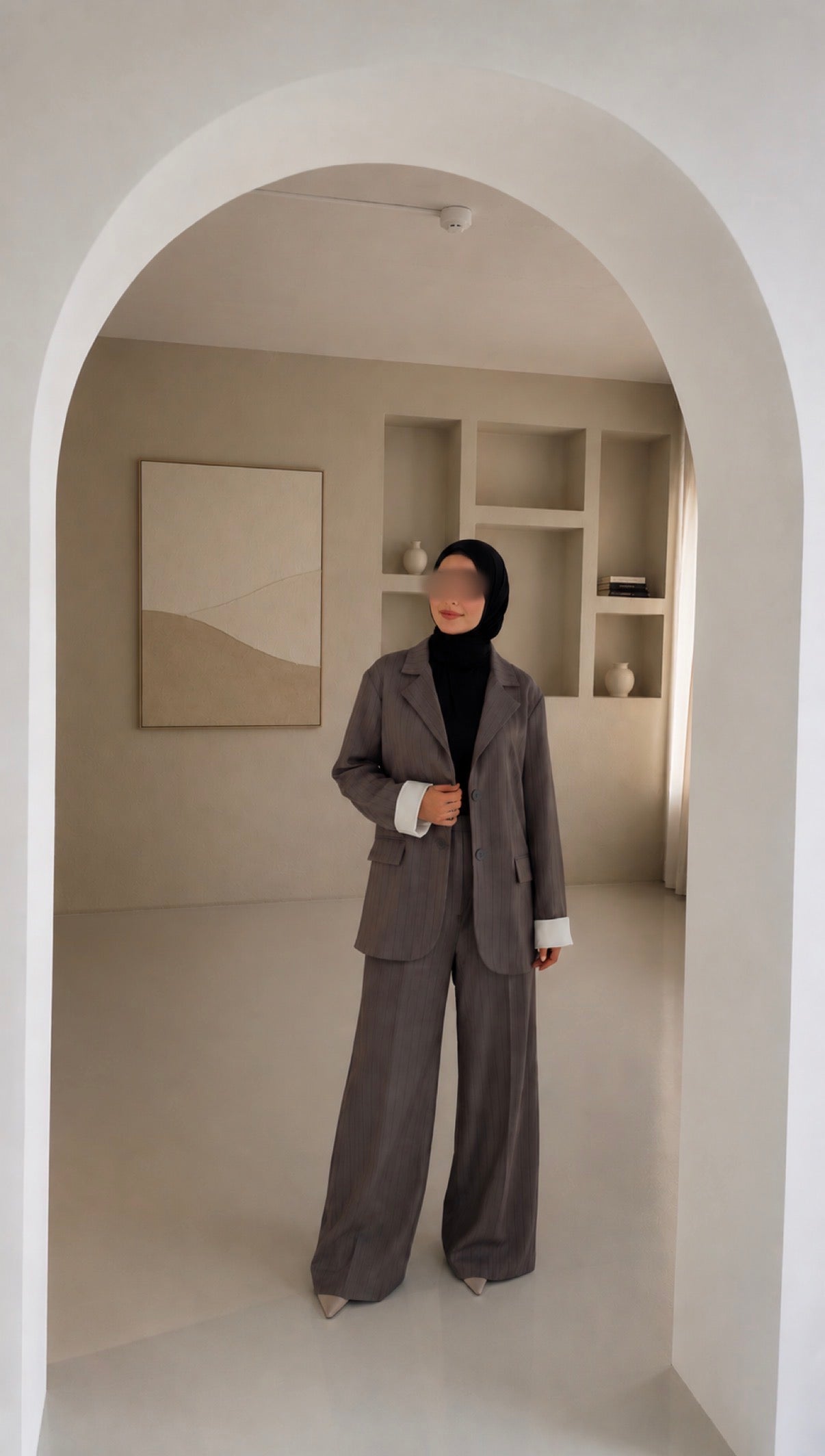 Grey Pinstripe Blazer Set