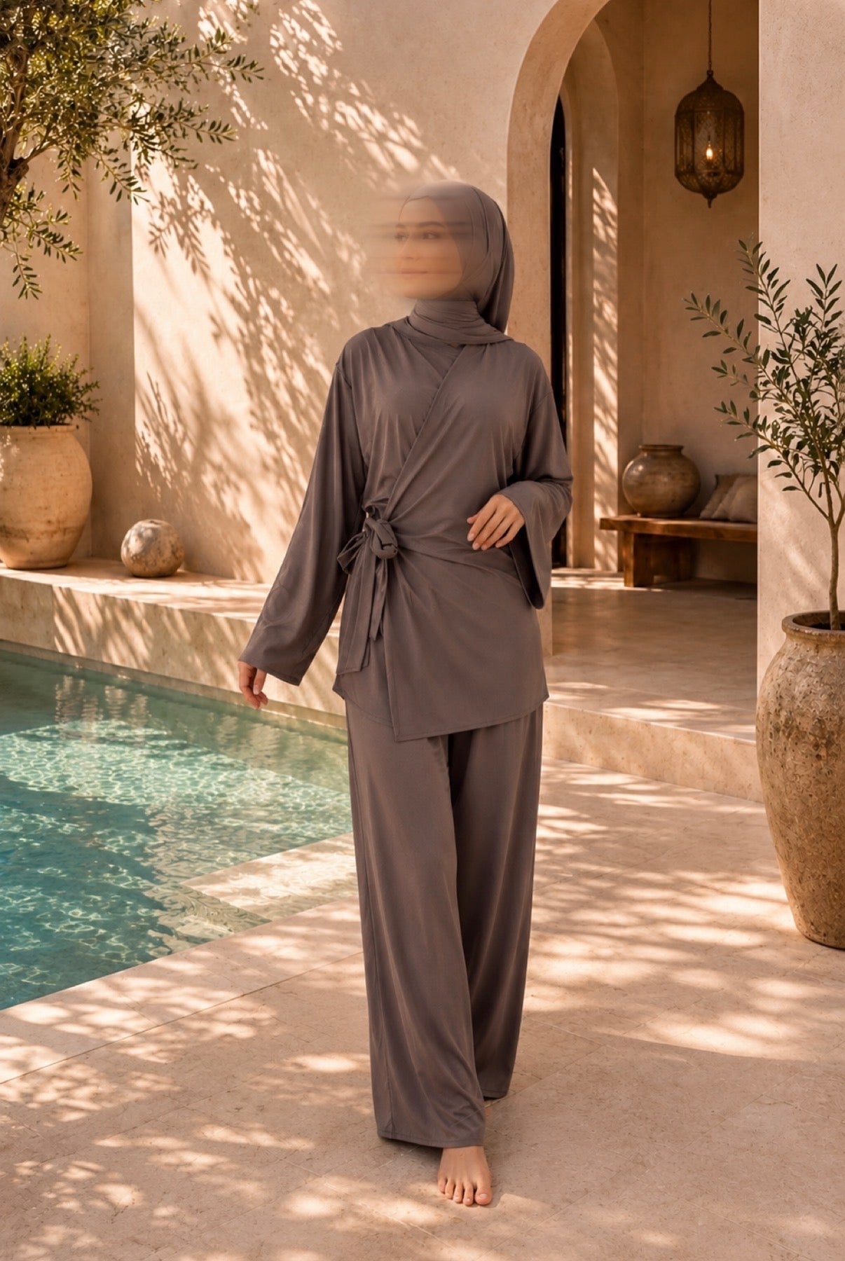 Brown Modest 3-Piece Swimwear
