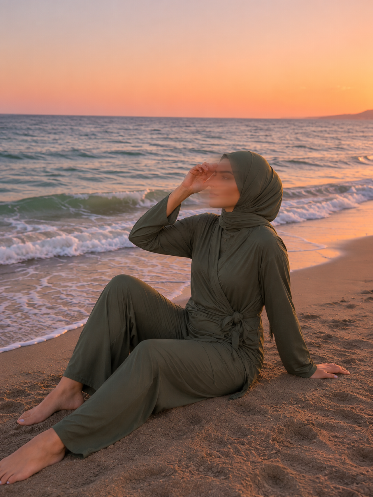 Green Modest 3-Piece Swimwear