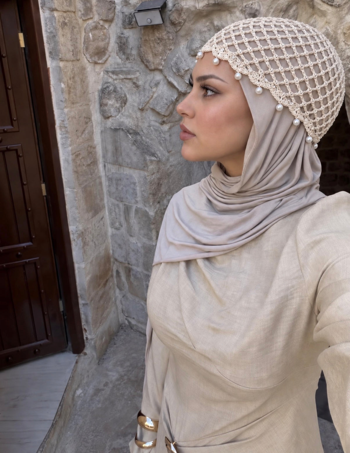 Pearl & Sequin Crochet Beanie 100% Cotton