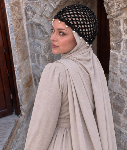 Pearl & Sequin Crochet Beanie 100% Cotton